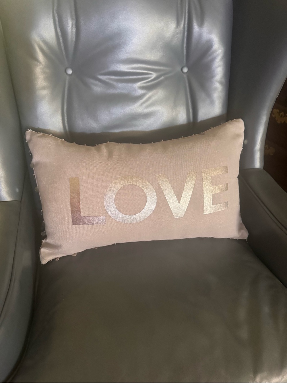LOVE Text Gray Decorative Pillow